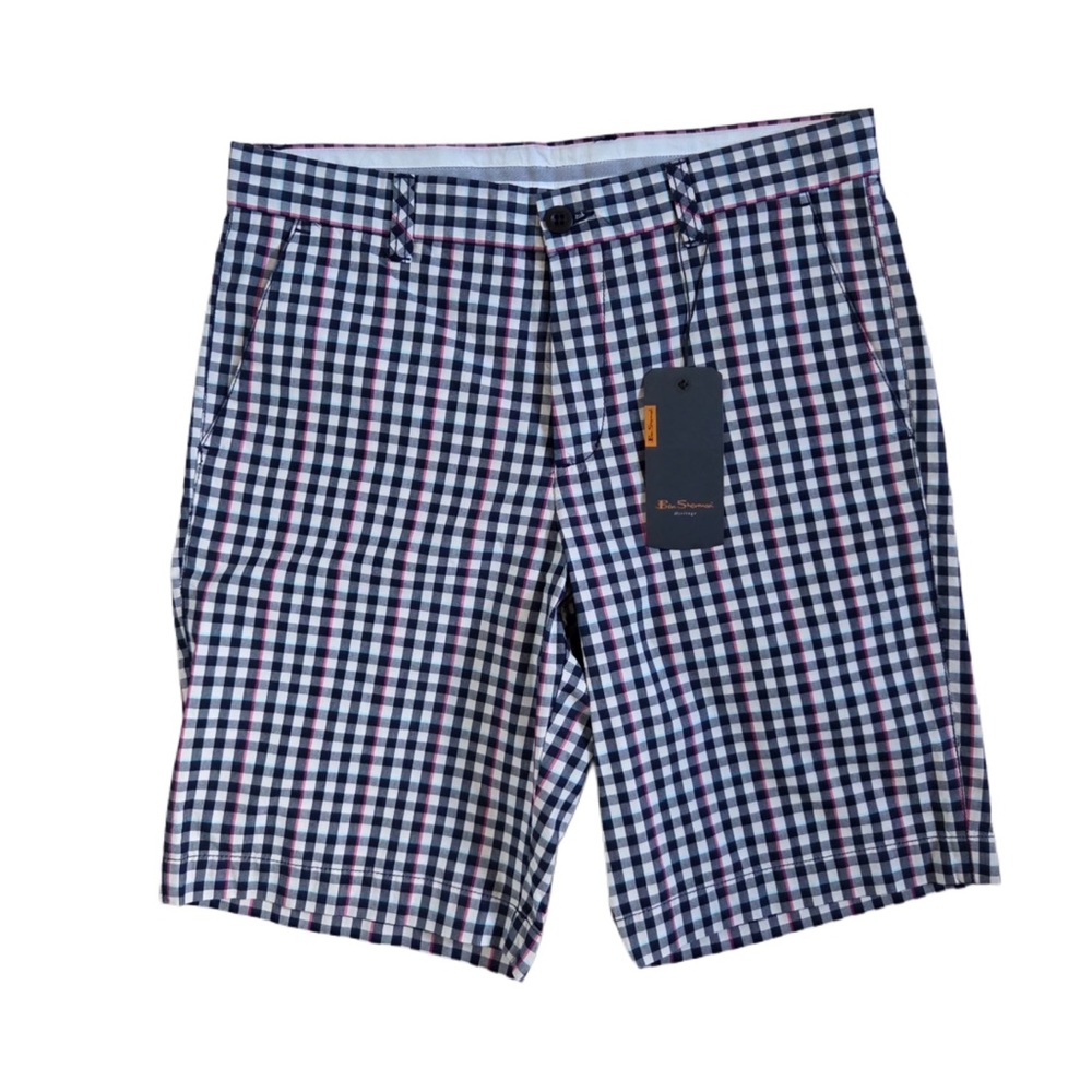 Ben Sherman Checkered Men's Shorts - Black, White, pink